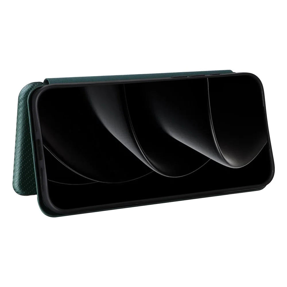For iPhone 18 Pro / 17 Pro Case Carbon Fiber Texture Drop-Proof PU Leather Phone Cover - Green - 4