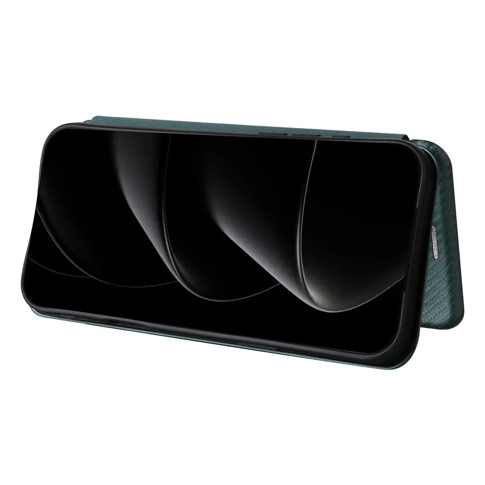 For iPhone 18 Pro / 17 Pro Case Carbon Fiber Texture Drop-Proof PU Leather Phone Cover - Green - 5