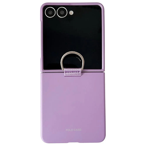 For Samsung Galaxy Z Flip7 5G Case Ring Holder Anti Drop Rubberized PC Phone Cover - Purple - 1