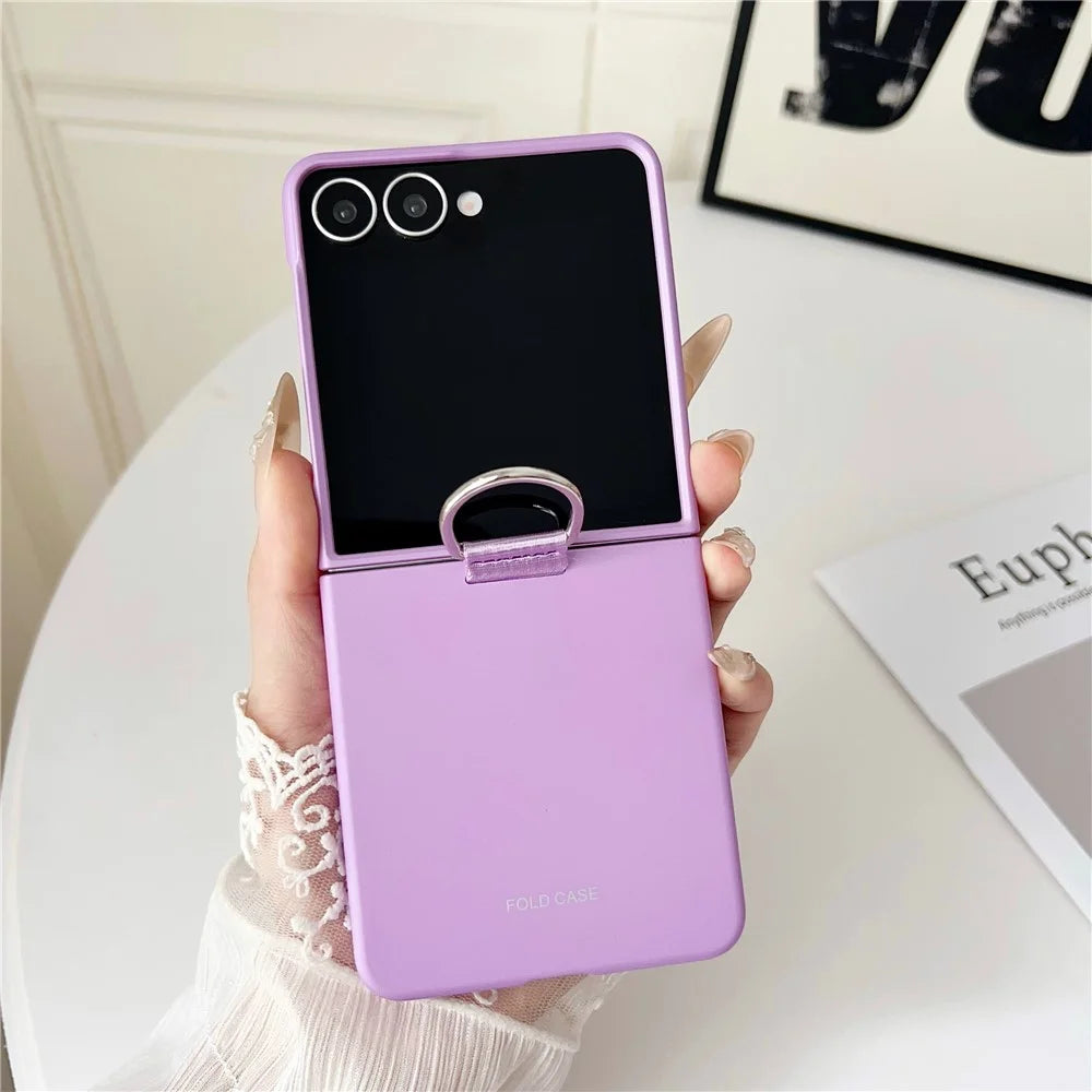 For Samsung Galaxy Z Flip7 5G Case Ring Holder Anti Drop Rubberized PC Phone Cover - Purple - 2
