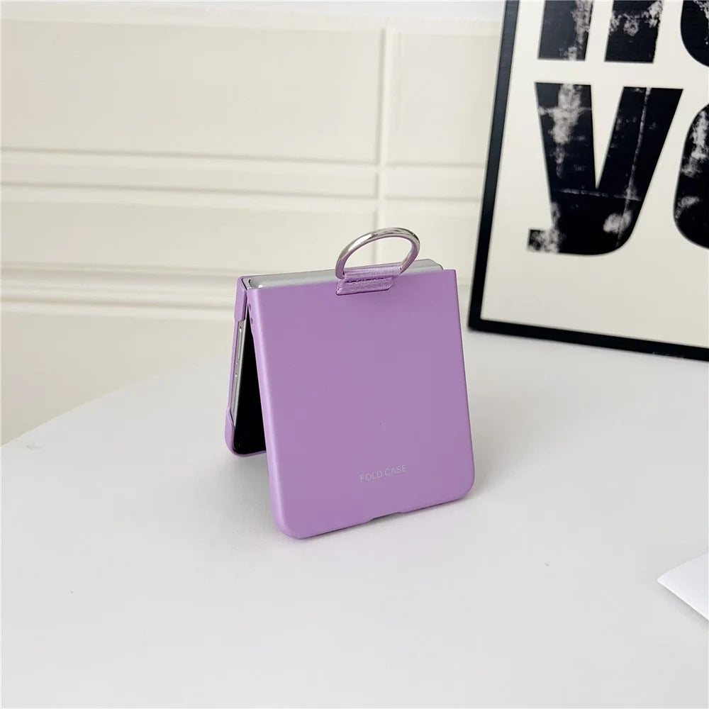 For Samsung Galaxy Z Flip7 5G Case Ring Holder Anti Drop Rubberized PC Phone Cover - Purple - 4