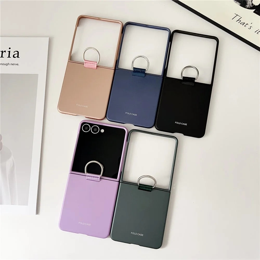 For Samsung Galaxy Z Flip7 5G Case Ring Holder Anti Drop Rubberized PC Phone Cover - Purple - 5