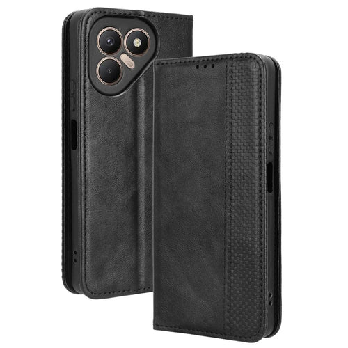 For TECNO Pova 7 4G / LJ6 Leather Case Wallet Stand Retro Texture Phone Cover - Black - 1