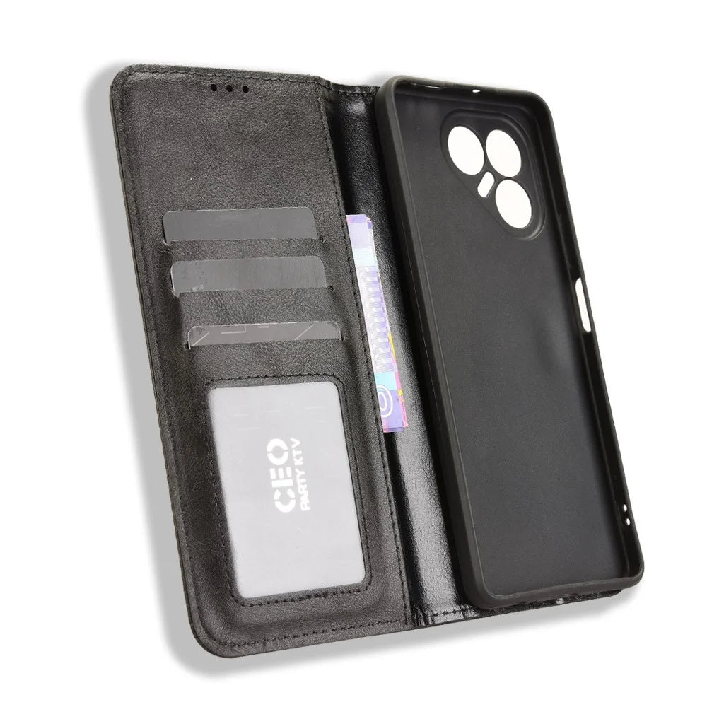 For TECNO Pova 7 4G / LJ6 Leather Case Wallet Stand Retro Texture Phone Cover - Black - 2