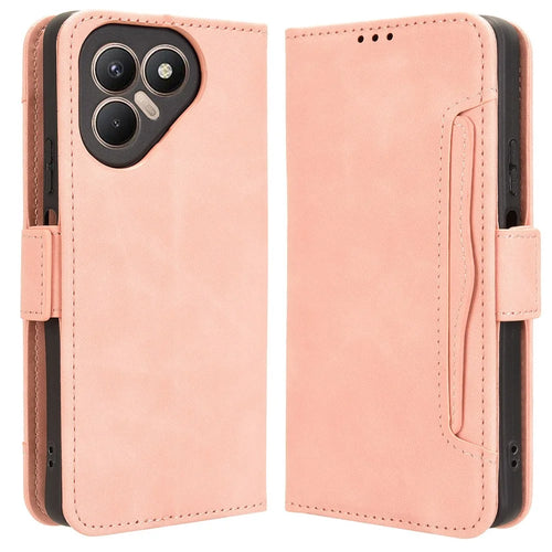 For TECNO Pova 7 4G Leather Case Phone Wallet Cover with Multiple Card Slots - Pink - 1