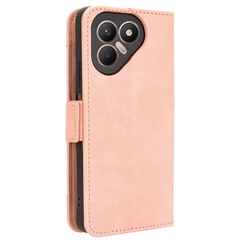 For TECNO Pova 7 4G Leather Case Phone Wallet Cover with Multiple Card Slots - Pink - 7