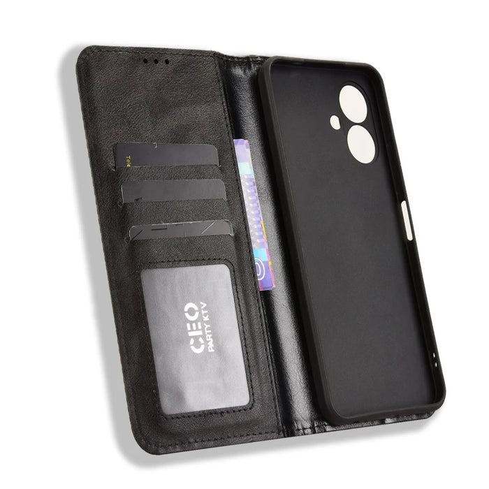 For TECNO Spark Go 2 4G / KM4 Leather Case Wallet Stand Retro Texture Phone Cover - Black - 2
