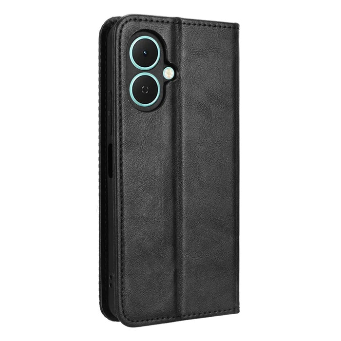 For TECNO Spark Go 2 4G / KM4 Leather Case Wallet Stand Retro Texture Phone Cover - Black - 7