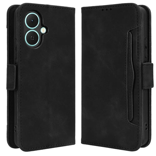 For TECNO Spark Go 2 4G / KM4 Leather Case Phone Wallet Cover with Multiple Card Slots - Black - 1