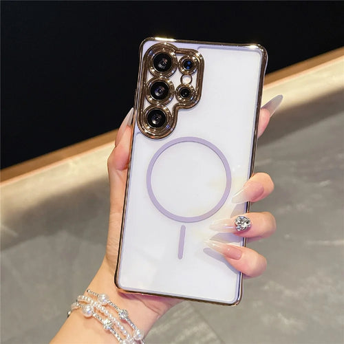 For Samsung Galaxy S25 Ultra Magnetic Case TPU Acrylic Phone Cover with Detachable Lens Frame - Purple - 1