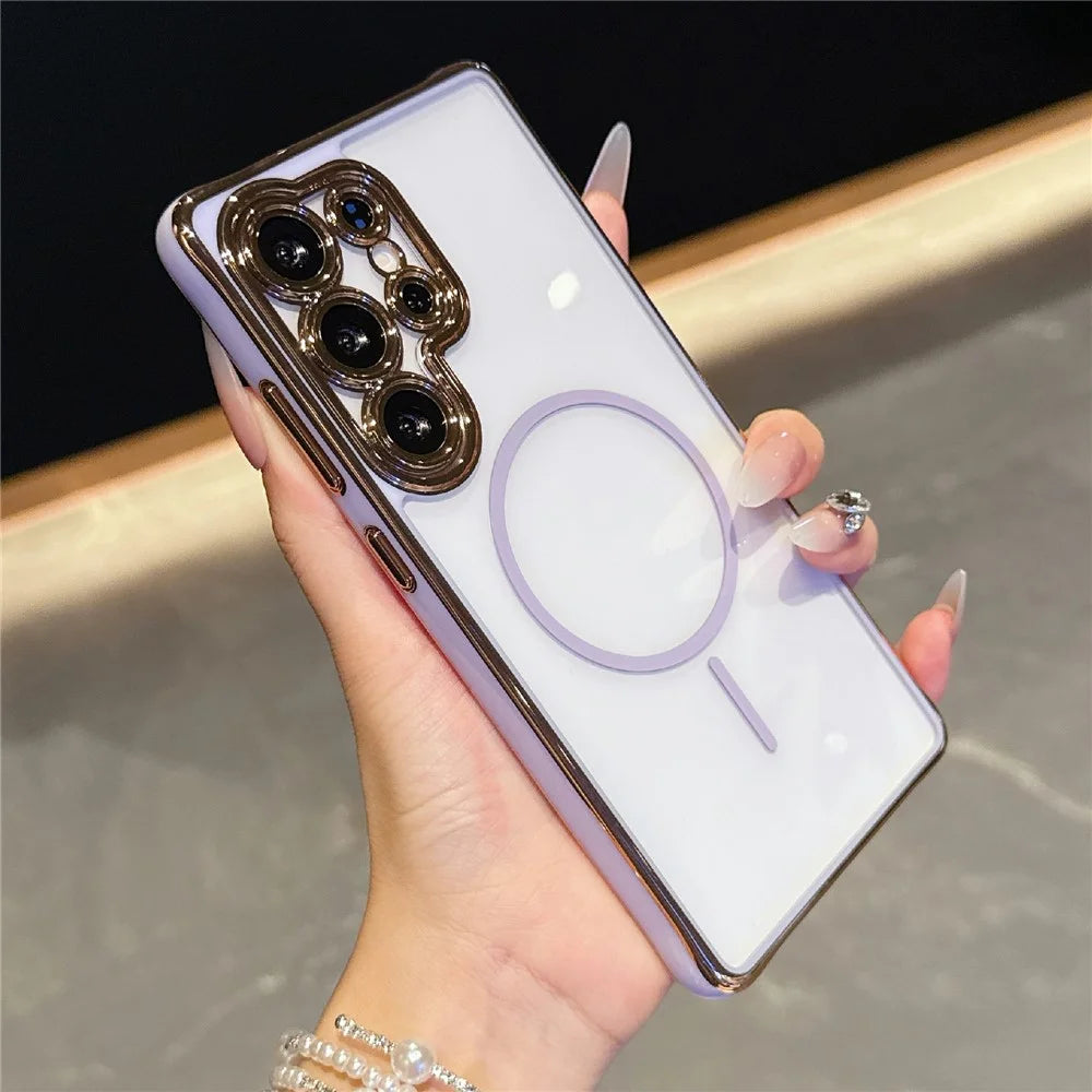 For Samsung Galaxy S25 Ultra Magnetic Case TPU Acrylic Phone Cover with Detachable Lens Frame - Purple - 2
