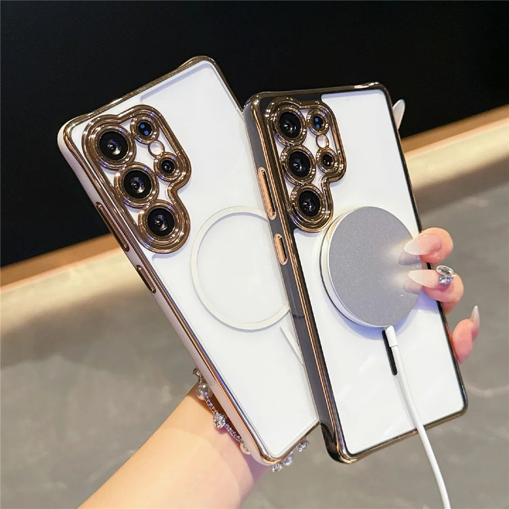 For Samsung Galaxy S25 Ultra Magnetic Case TPU Acrylic Phone Cover with Detachable Lens Frame - Purple - 4