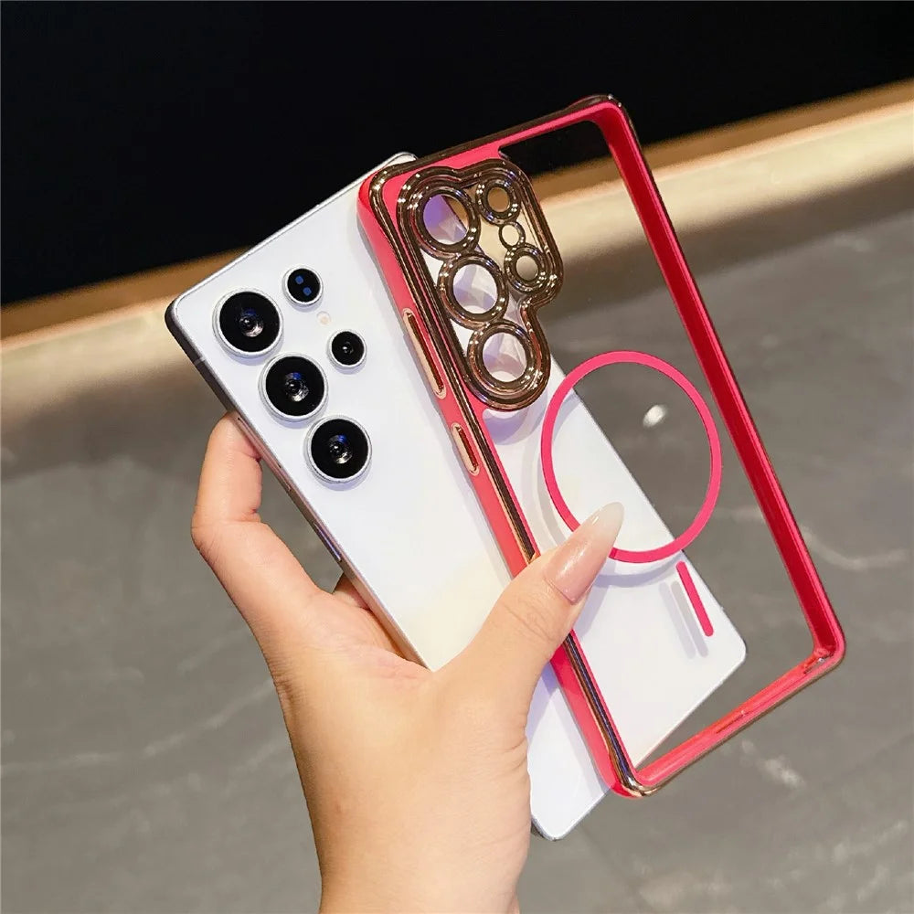 For Samsung Galaxy S25 Ultra Magnetic Case TPU Acrylic Phone Cover with Detachable Lens Frame - Purple - 5
