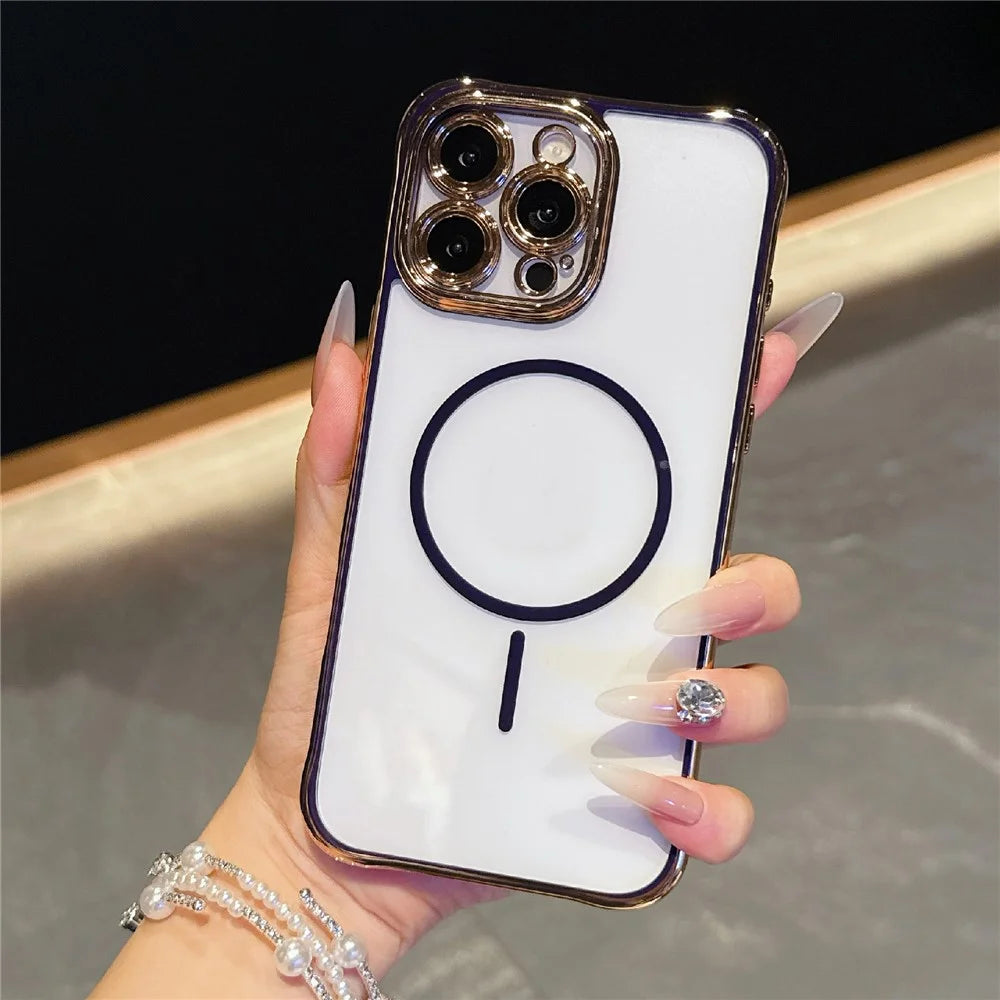 For iPhone 16 Pro Max Magnetic Case TPU Acrylic Phone Cover with Detachable Lens Frame - Dark Purple - 1