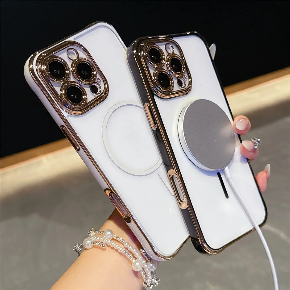 For iPhone 16 Pro Max Magnetic Case TPU Acrylic Phone Cover with Detachable Lens Frame - Dark Purple - 4