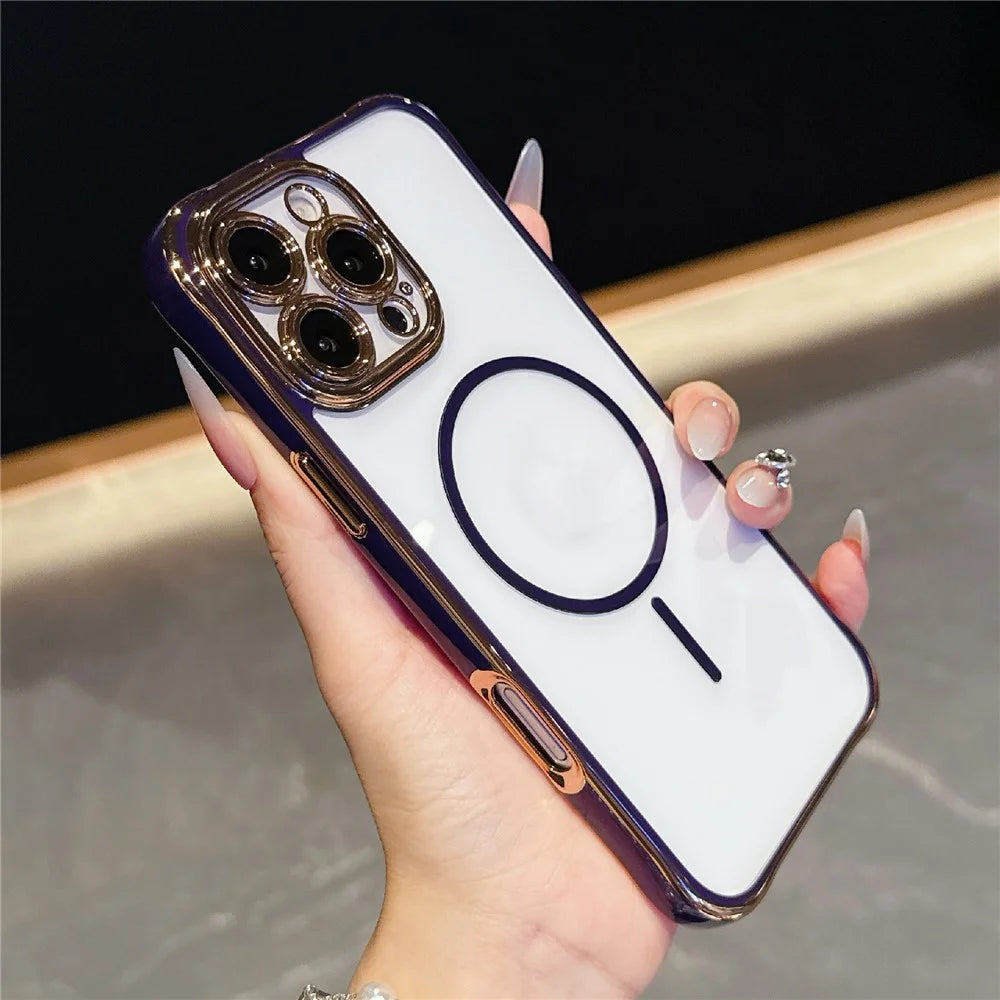 For iPhone 16 Pro Magnetic Case TPU Acrylic Phone Cover with Detachable Lens Frame - Dark Purple - 2