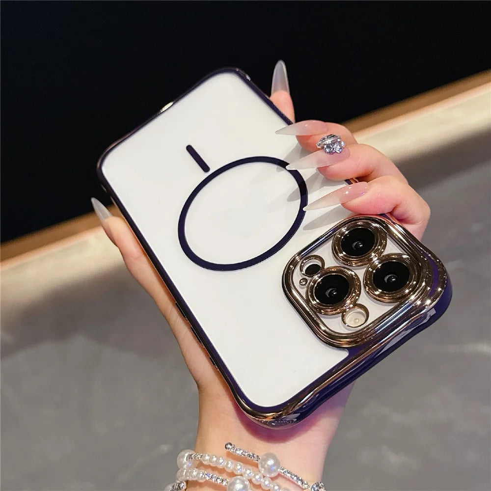 For iPhone 16 Pro Magnetic Case TPU Acrylic Phone Cover with Detachable Lens Frame - Dark Purple - 3