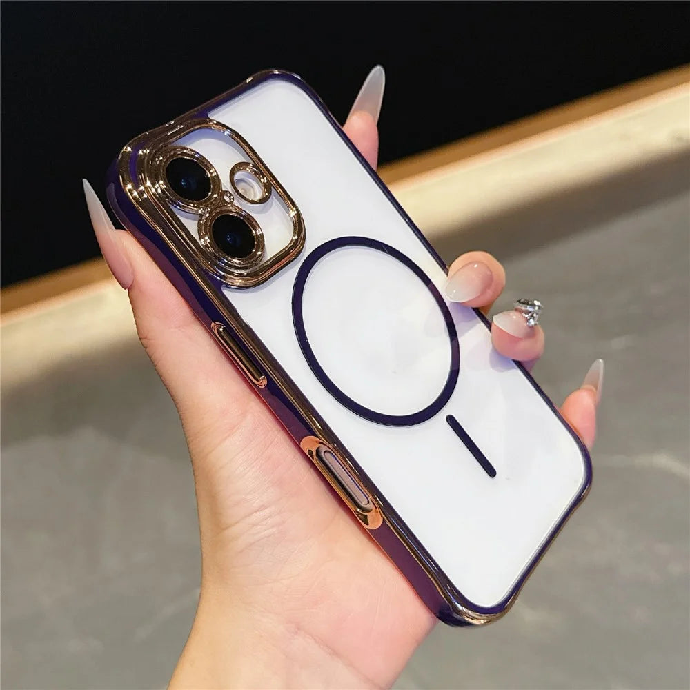 For iPhone 16 Magnetic Case TPU Acrylic Phone Cover with Detachable Lens Frame - Dark Purple - 2