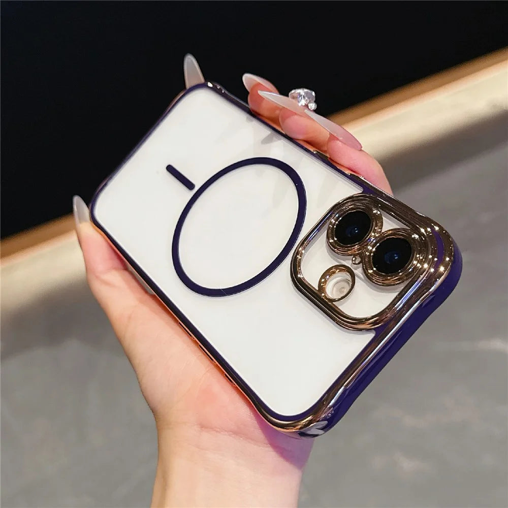 For iPhone 16 Magnetic Case TPU Acrylic Phone Cover with Detachable Lens Frame - Dark Purple - 3