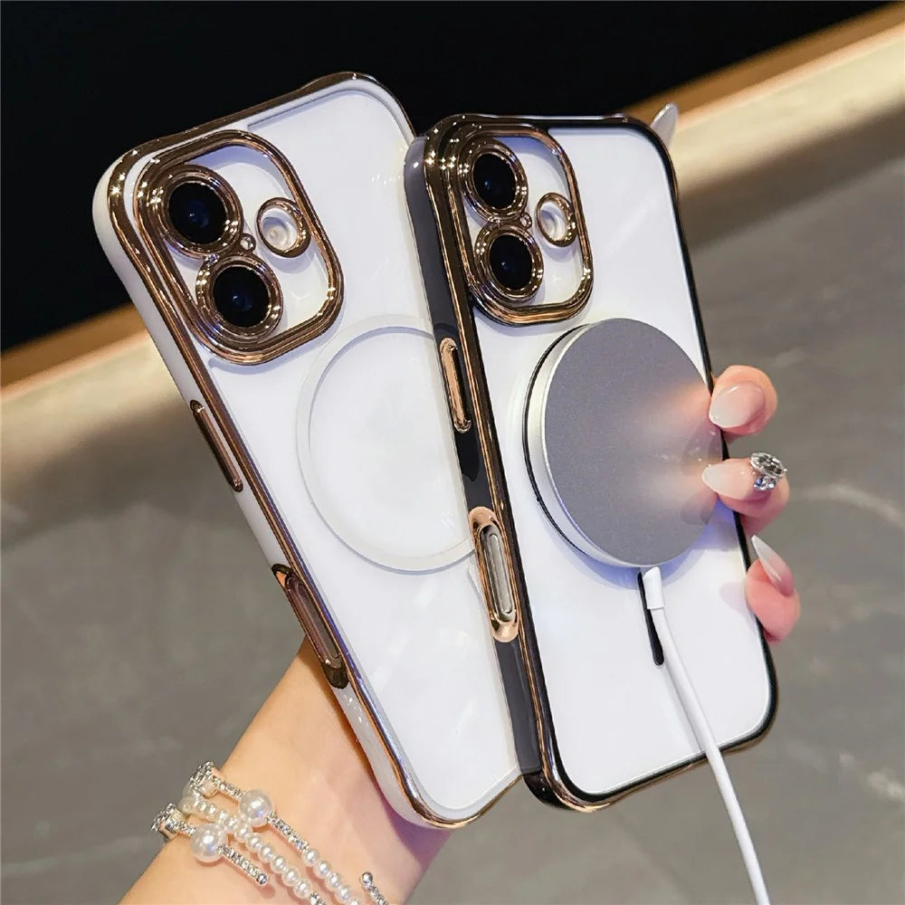 For iPhone 16 Magnetic Case TPU Acrylic Phone Cover with Detachable Lens Frame - Dark Purple - 4