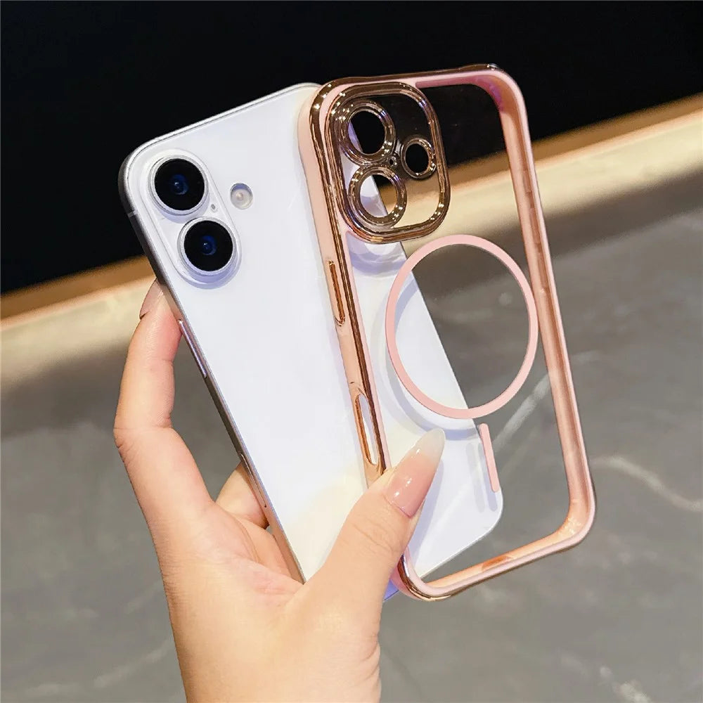 For iPhone 16 Magnetic Case TPU Acrylic Phone Cover with Detachable Lens Frame - Dark Purple - 5