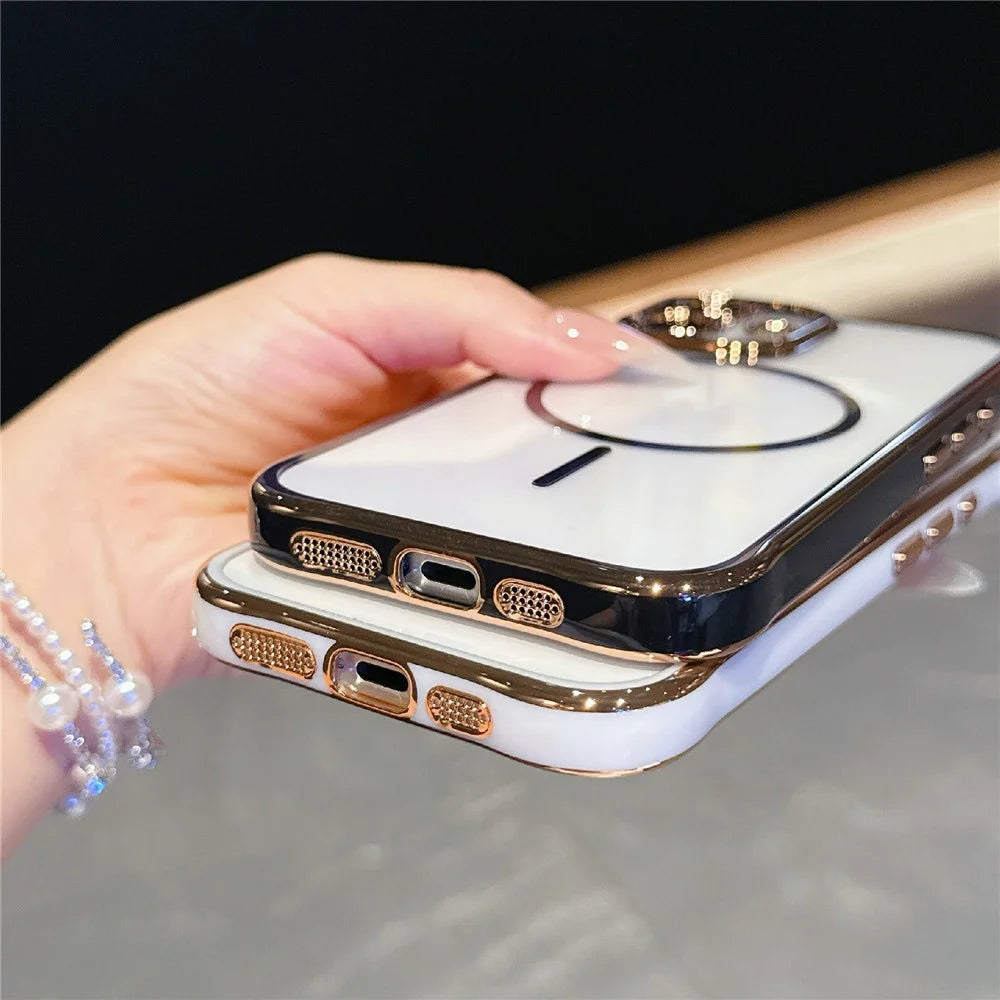 For iPhone 16 Magnetic Case TPU Acrylic Phone Cover with Detachable Lens Frame - Dark Purple - 6