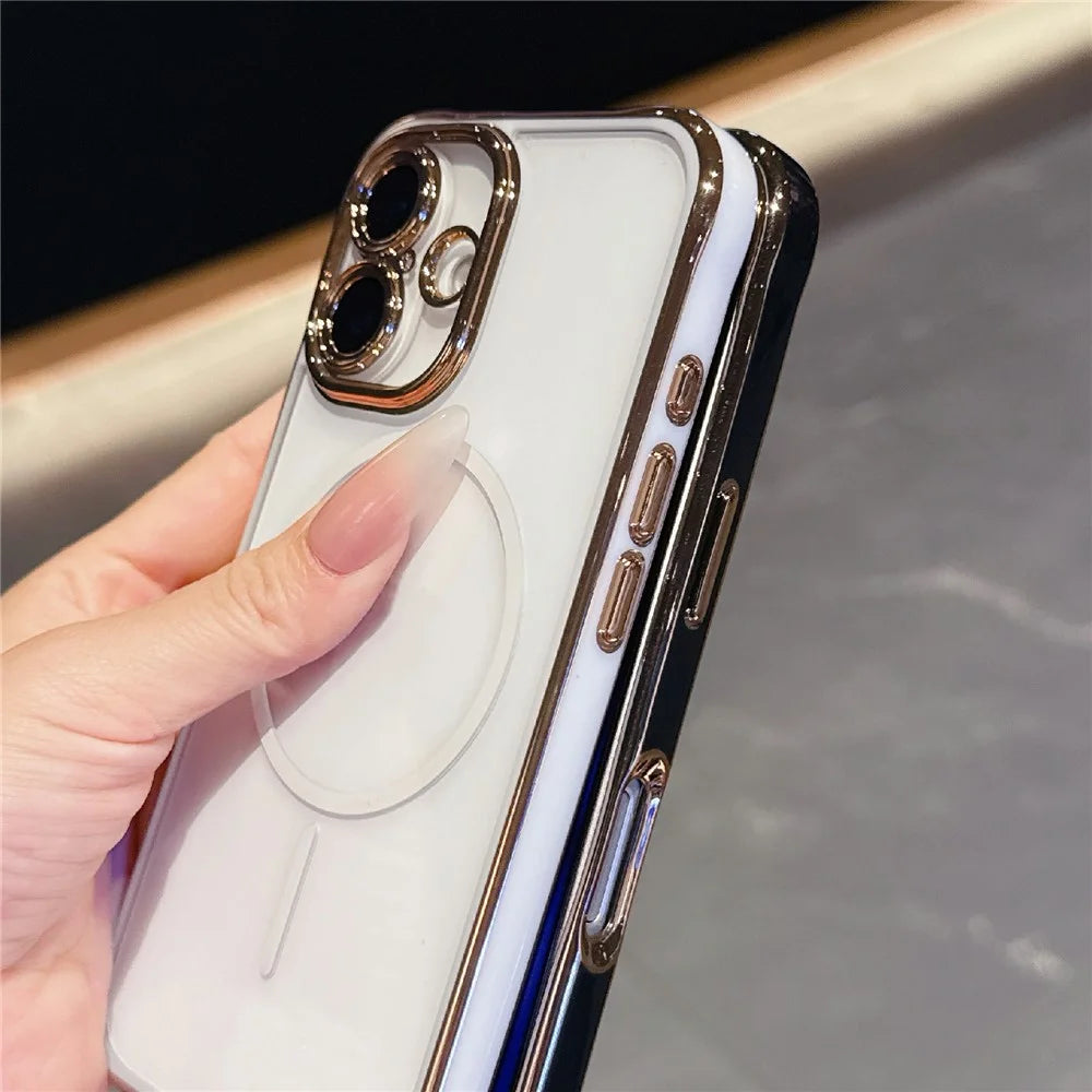 For iPhone 16 Magnetic Case TPU Acrylic Phone Cover with Detachable Lens Frame - Dark Purple - 7