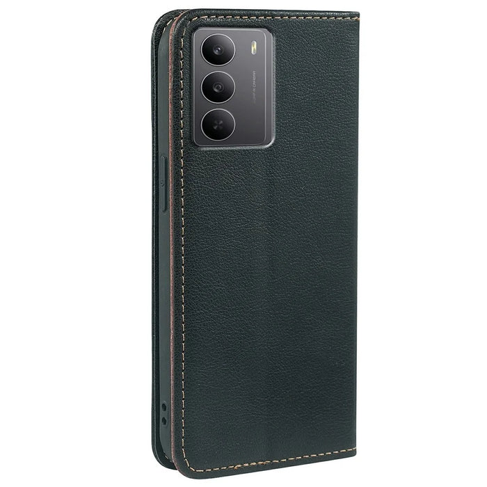 For Realme V60 Pro 5G  /  14x (India) 5G Case Wallet RFID Blocking Leather Phone Cover Strong Magnetic Closure - Black - 5