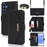 For Samsung Galaxy S25 Stand Case Cross Texture PU Leather Wallet Phone Cover with Shoulder Strap  /  Makeup Mirror - Black - 1