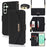 For Samsung Galaxy S25+ Stand Case Cross Texture PU Leather Wallet Phone Cover with Shoulder Strap  /  Makeup Mirror - Black - 1