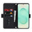 For Samsung Galaxy S25+ Stand Case Cross Texture PU Leather Wallet Phone Cover with Shoulder Strap  /  Makeup Mirror - Black - 2