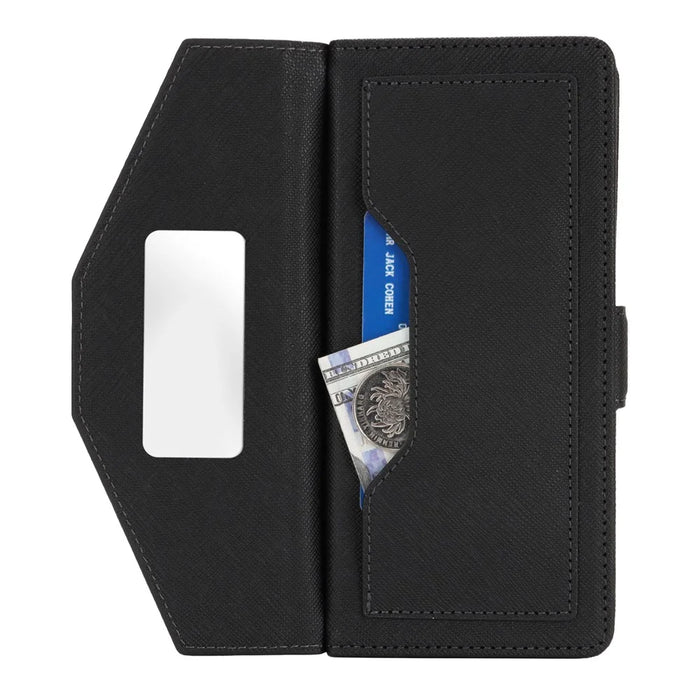 For Sony Xperia 1 IV 5G Stand Case Cross Texture PU Leather Wallet Phone Cover with Shoulder Strap  /  Makeup Mirror - Black - 5