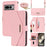 For Google Pixel 7 Pro 5G Stand Case Cross Texture PU Leather Wallet Phone Cover with Shoulder Strap  /  Makeup Mirror - Pink - 1