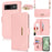 For Google Pixel 8a Stand Case Cross Texture PU Leather Wallet Phone Cover with Shoulder Strap  /  Makeup Mirror - Pink - 1