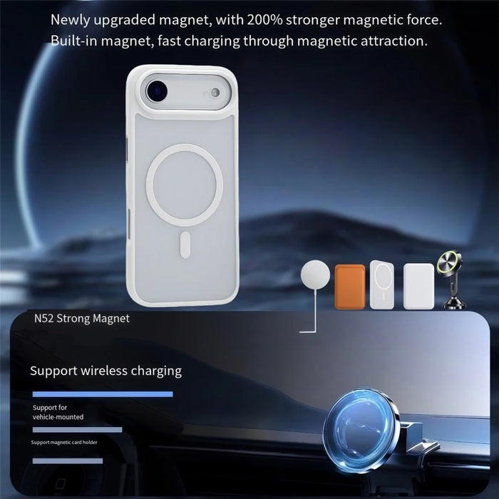 For iPhone Air Magnetic Case Skin Touch TPU Acrylic Phone Back Cover - White - 3