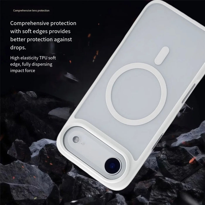 For iPhone Air Magnetic Case Skin Touch TPU Acrylic Phone Back Cover - White - 4