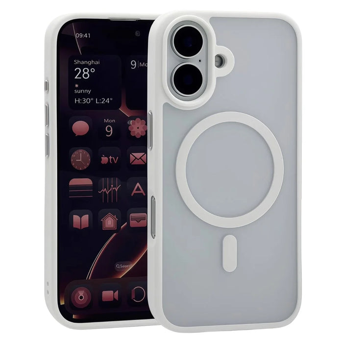 For iPhone 17 Magnetic Case Skin Touch TPU Acrylic Phone Back Cover - White - 1