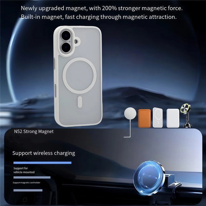 For iPhone 17 Magnetic Case Skin Touch TPU Acrylic Phone Back Cover - White - 3