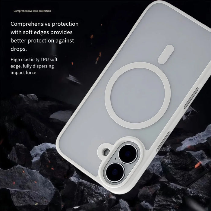 For iPhone 17 Magnetic Case Skin Touch TPU Acrylic Phone Back Cover - White - 5