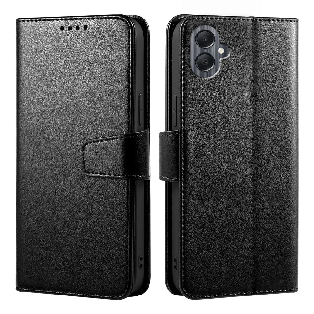 For Samsung Galaxy A06 4G Case Stand Card Holder Wallet Leather Phone Cover - Black - 1