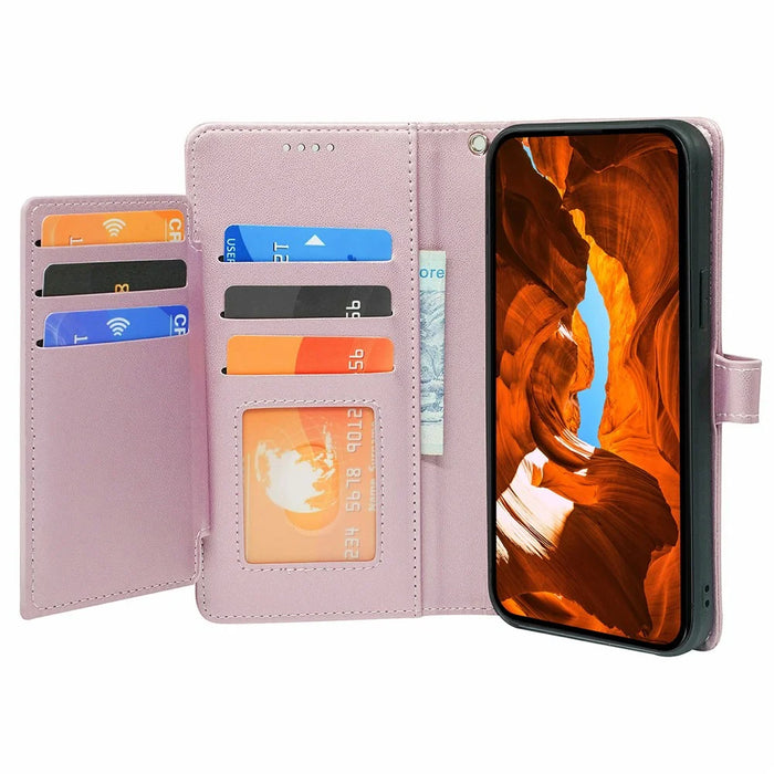 For Samsung Galaxy A06 4G Case with 9 Card Slots PU Leather Stand Phone Cover - Rose Gold - 3