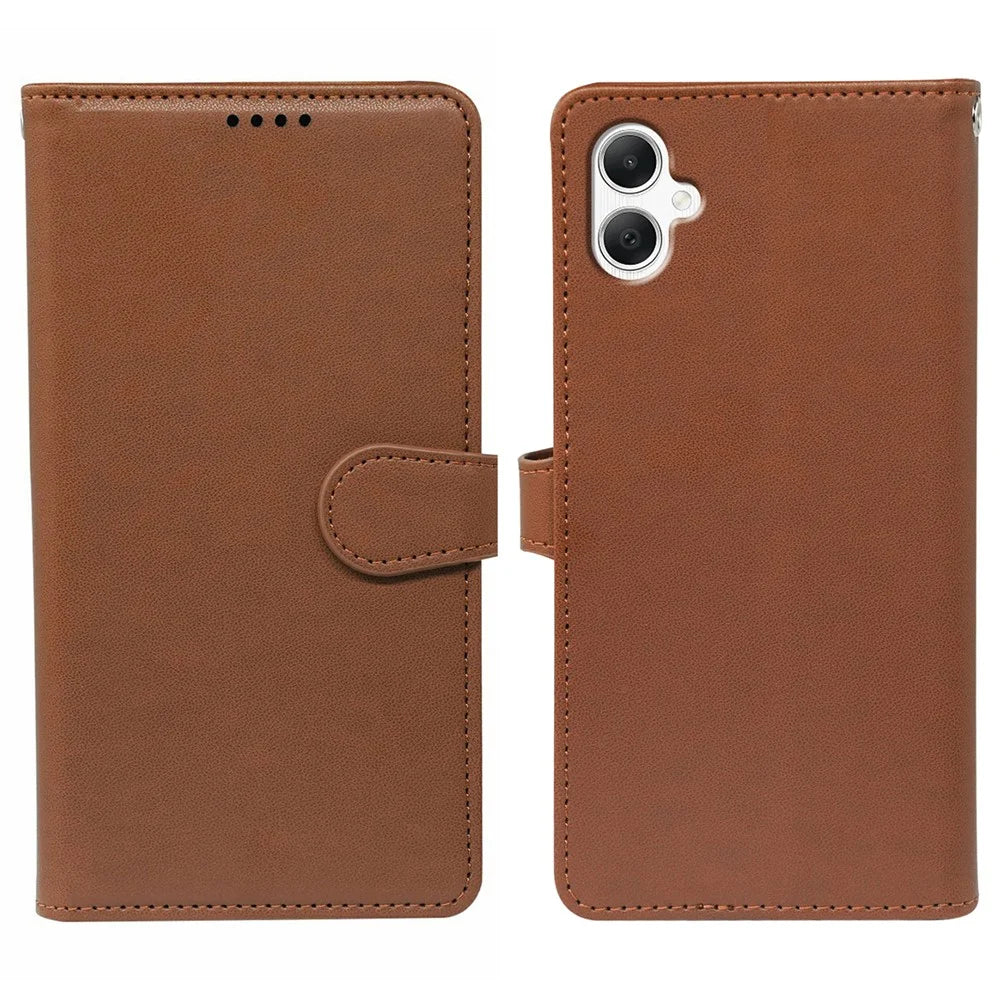 For Samsung Galaxy A05 4G Case with 9 Card Slots PU Leather Stand Phone Cover - Brown - 1