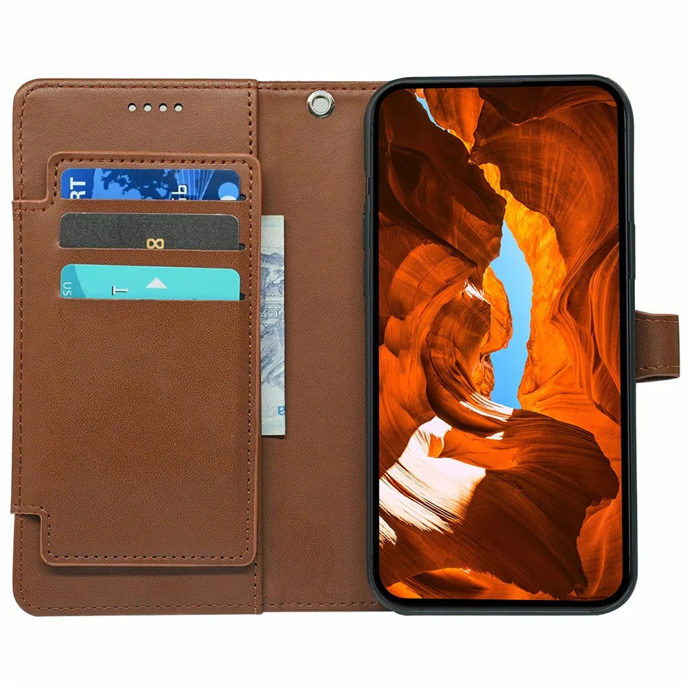 For Samsung Galaxy A05 4G Case with 9 Card Slots PU Leather Stand Phone Cover - Brown - 2