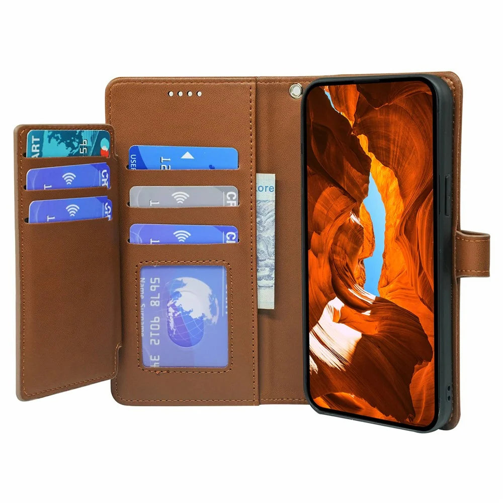 For Samsung Galaxy A05 4G Case with 9 Card Slots PU Leather Stand Phone Cover - Brown - 3