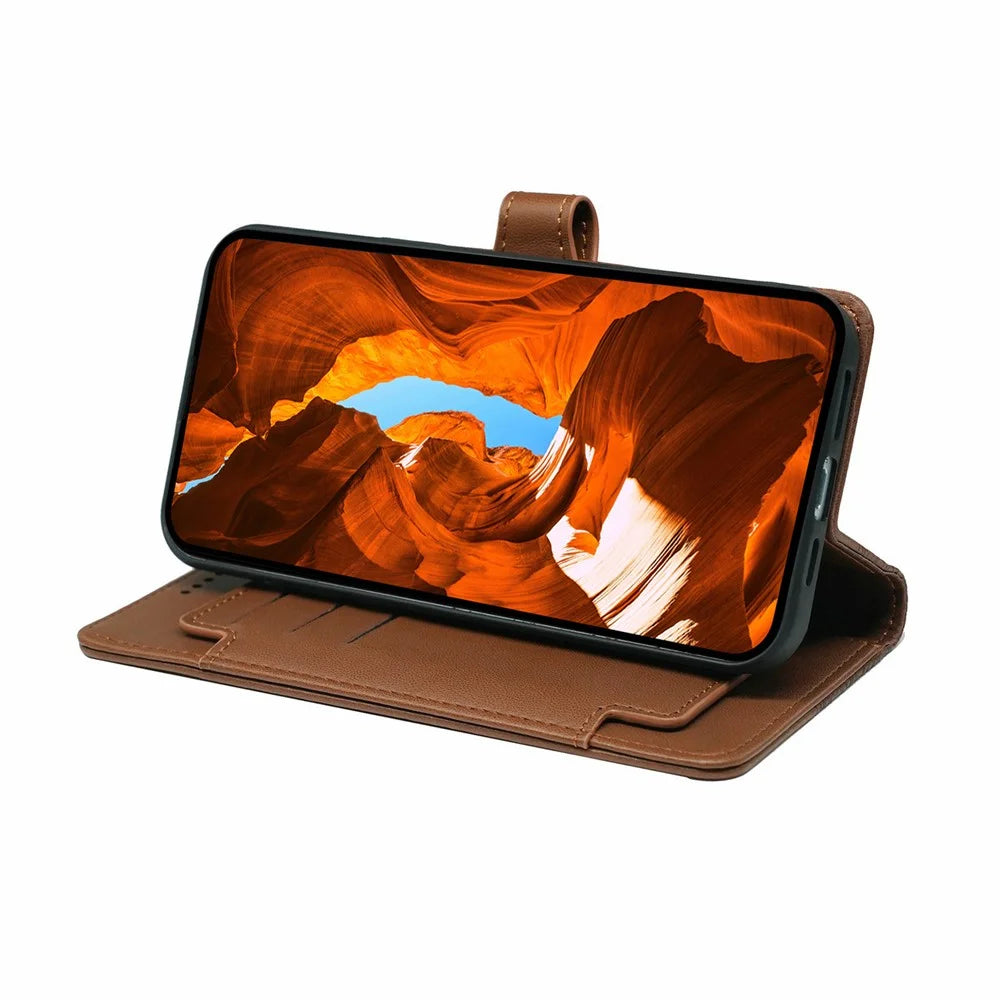 For Samsung Galaxy A05 4G Case with 9 Card Slots PU Leather Stand Phone Cover - Brown - 4