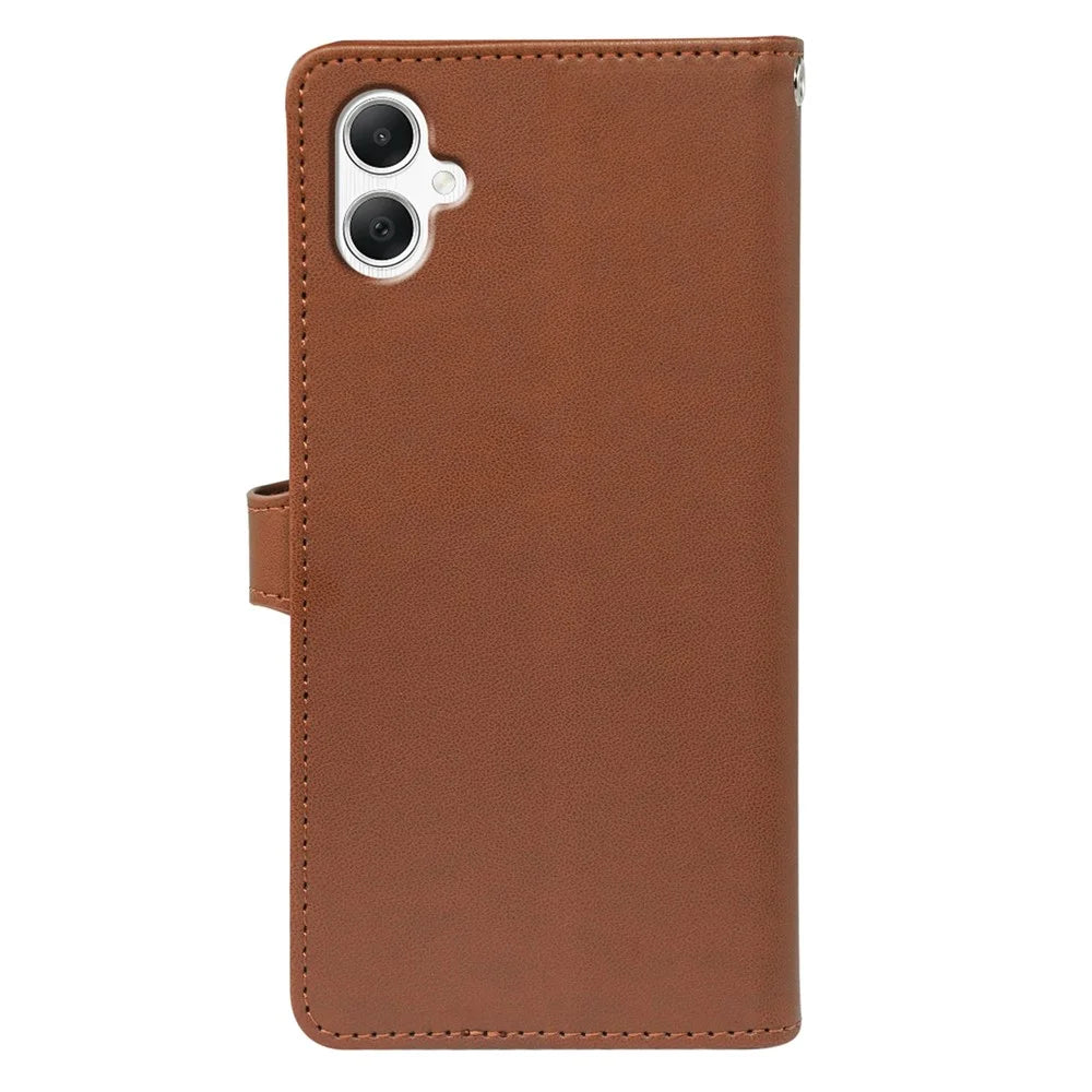 For Samsung Galaxy A05 4G Case with 9 Card Slots PU Leather Stand Phone Cover - Brown - 6