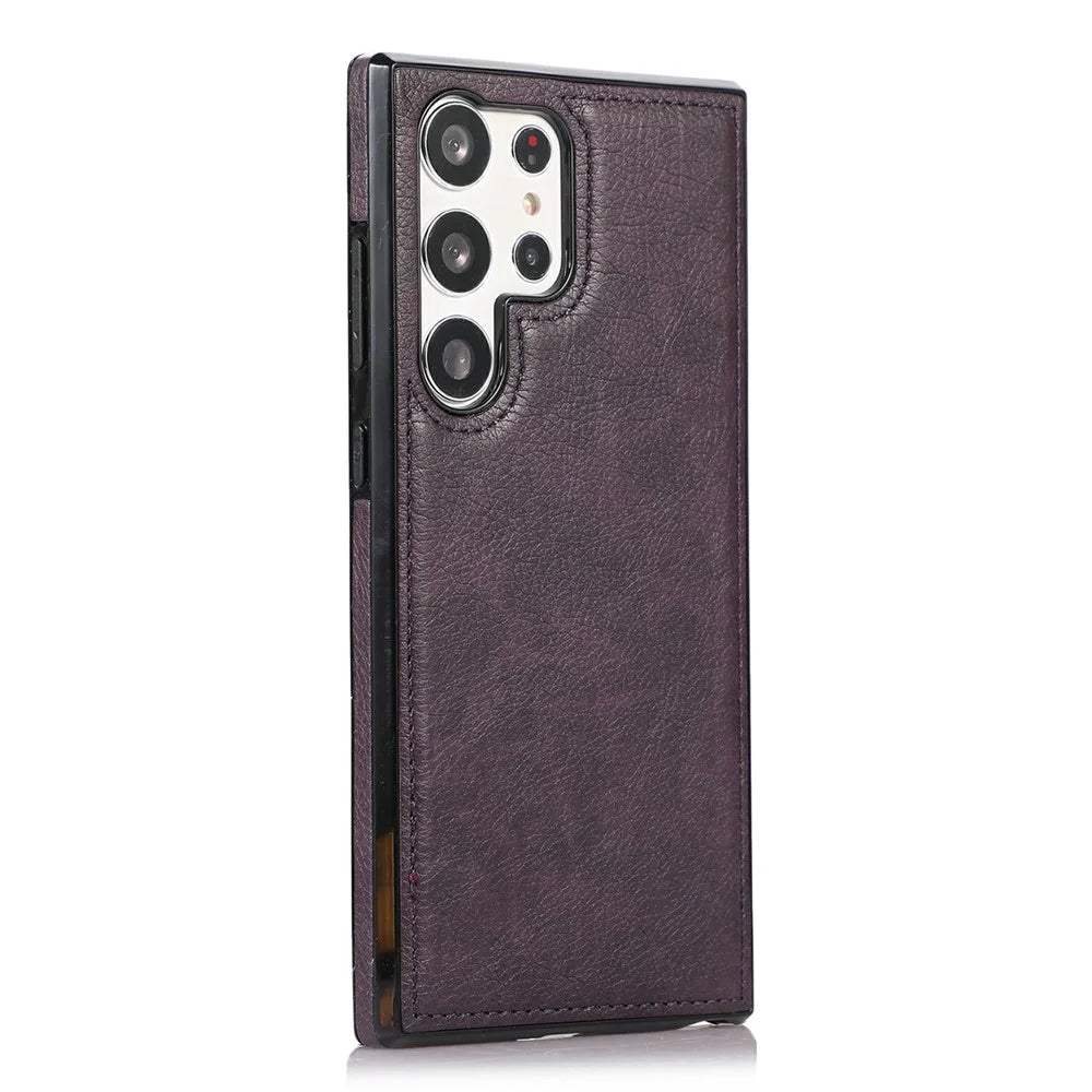 For Samsung Galaxy S24 Ultra Case Litchi Texture PU Leather Coated PC + TPU Phone Cover - Purple - 2