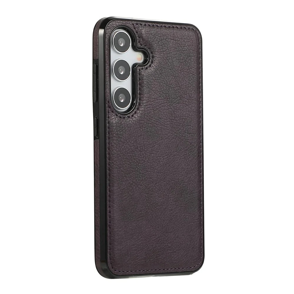 For Samsung Galaxy S25 / S24 Case Litchi Texture PU Leather Coated PC + TPU Phone Cover - Purple - 2