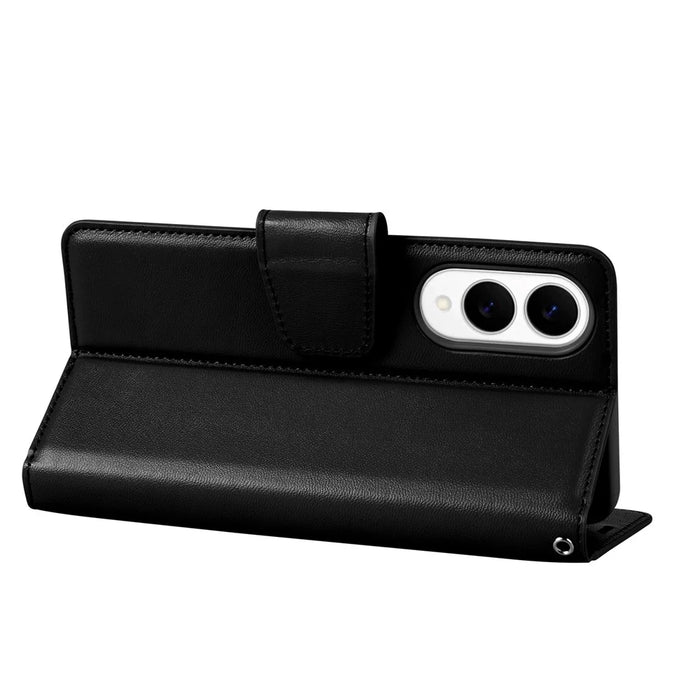 HANMAN Mill Series for Samsung	Galaxy S25 Edge Case Wallet Stand PU Leather Phone Cover - Black - 3