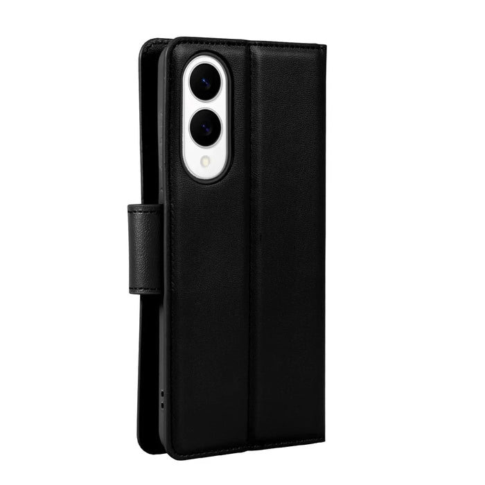 HANMAN Mill Series for Samsung	Galaxy S25 Edge Case Wallet Stand PU Leather Phone Cover - Black - 5